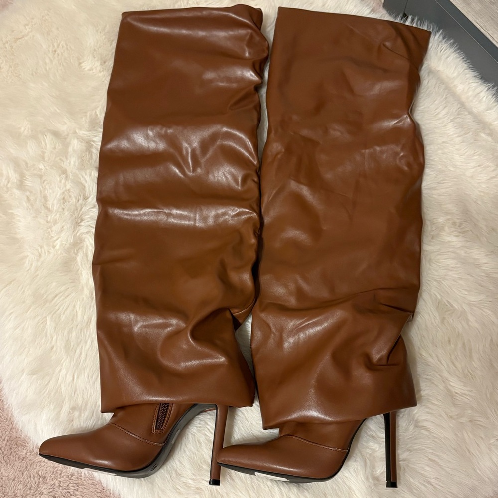 Wild Diva Brown Over the Knee Boots - Picture 1 of 4